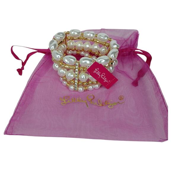 Lilly Pulitzer Faux Pearls and Beads 5-Layer Bracelet w/ Rhinestones Accents NWT - Picture 4 of 6
